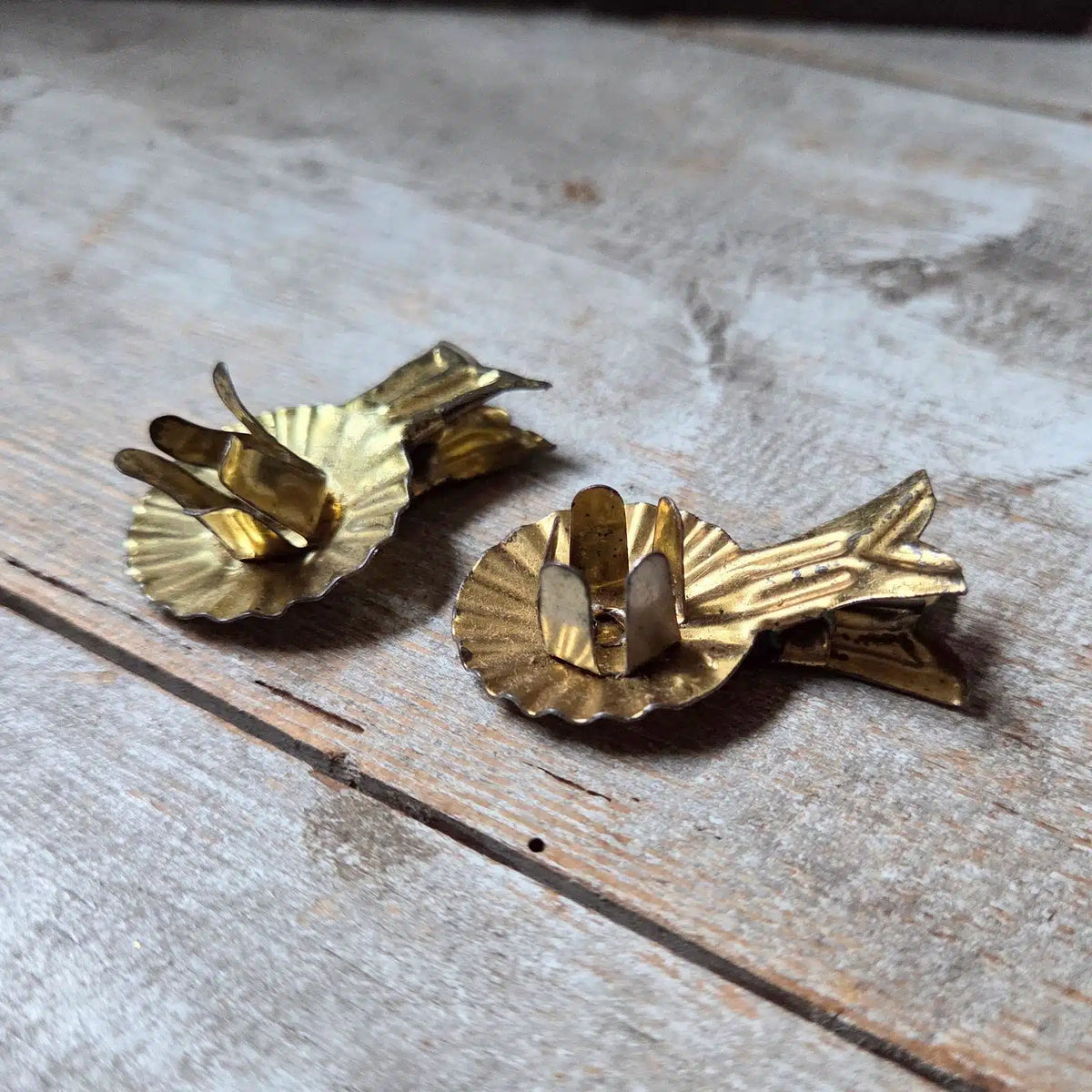 Setje van 2 Oude Kerstboomknijpers/Kaarshouders 3cm