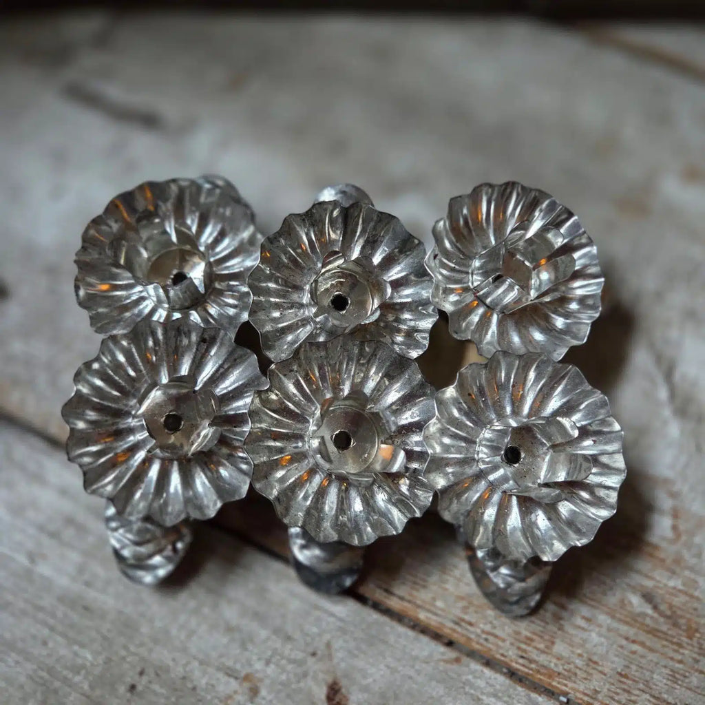 Setje van 6 Oude Kerstboomknijpers/Kaarshouders 4cm