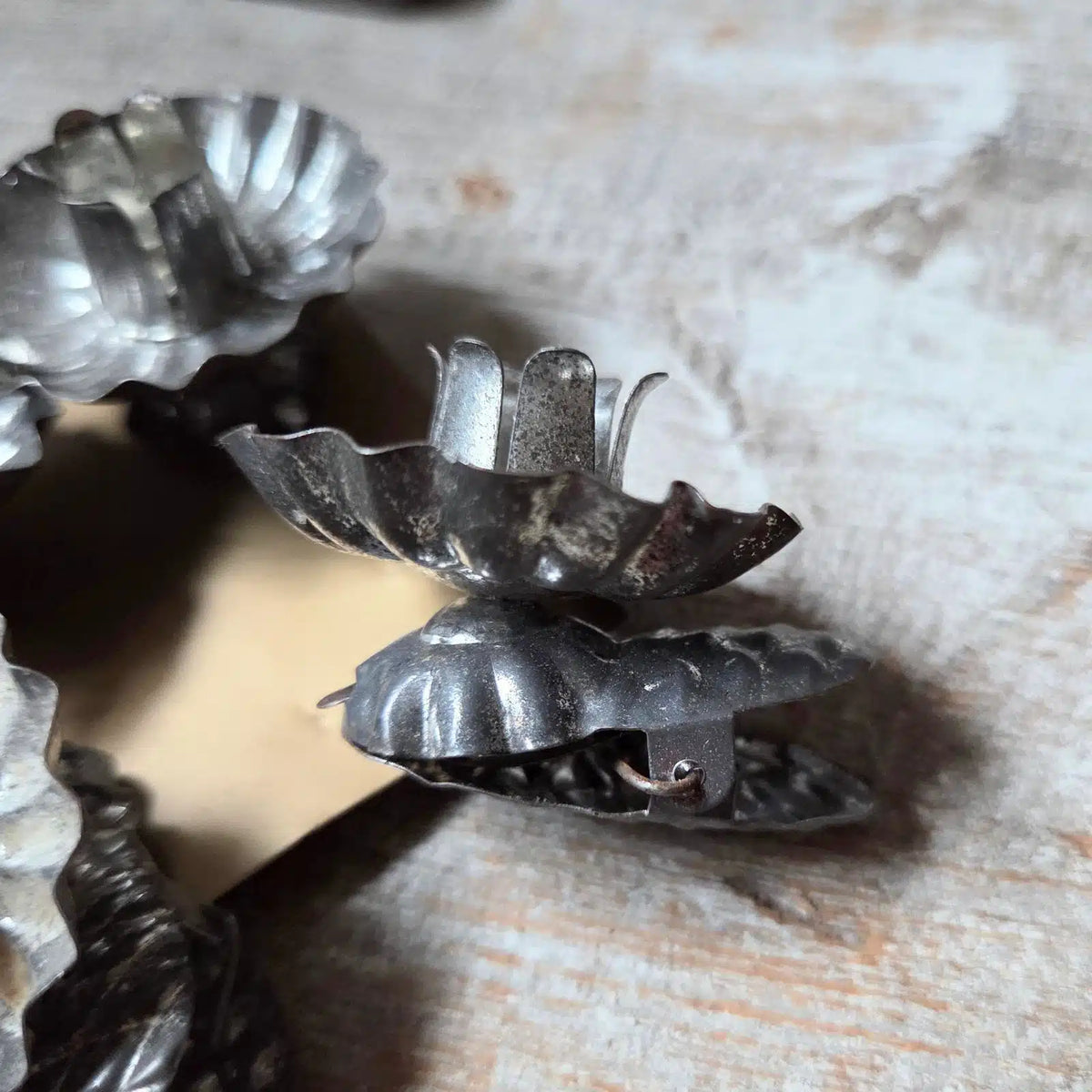 Setje van 6 Oude Kerstboomknijpers/Kaarshouders 4cm