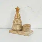 Kandelaar Porselein Kerstboom Beige/Bruin